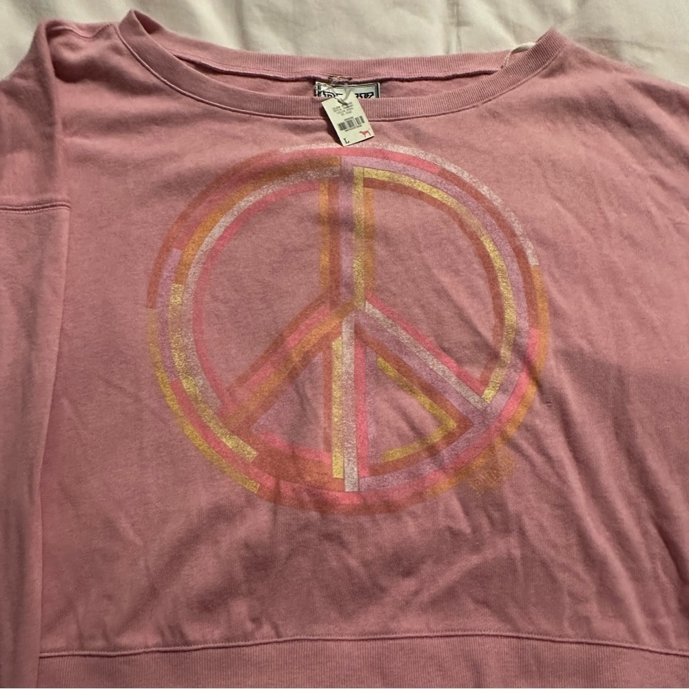 PINK Victoria's Secret Vintage Peace Sign Graphic Sweatshirt